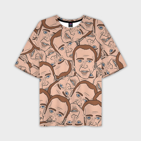 Мужская футболка oversize 3D с принтом Лица Николаса Кейджа в Санкт-Петербурге,  |  | Тематика изображения на принте: 