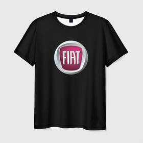 Мужская футболка 3D с принтом Fiat sport pro в Курске, 100% полиэфир | прямой крой, круглый вырез горловины, длина до линии бедер | 