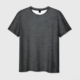 Мужская футболка 3D с принтом Кожаная чёрная текстура в Курске, 100% полиэфир | прямой крой, круглый вырез горловины, длина до линии бедер | 