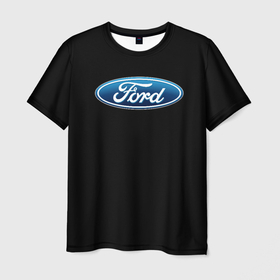 Мужская футболка 3D с принтом Ford sport auto в Петрозаводске, 100% полиэфир | прямой крой, круглый вырез горловины, длина до линии бедер | 