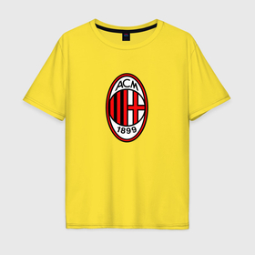 Мужская футболка хлопок Oversize с принтом Футбольный клуб Milan в Санкт-Петербурге, 100% хлопок | свободный крой, круглый ворот, “спинка” длиннее передней части | Тематика изображения на принте: 