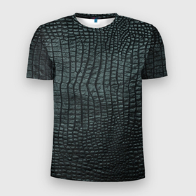 Мужская футболка 3D Slim с принтом Текстура крокодиловой кожи в Санкт-Петербурге, 100% полиэстер с улучшенными характеристиками | приталенный силуэт, круглая горловина, широкие плечи, сужается к линии бедра | 