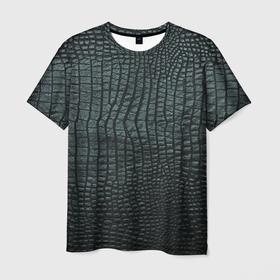 Мужская футболка 3D с принтом Текстура крокодиловой кожи в Белгороде, 100% полиэфир | прямой крой, круглый вырез горловины, длина до линии бедер | 