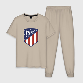 Мужская пижама хлопок с принтом Atletico Madrid FC в Санкт-Петербурге, 100% хлопок | брюки и футболка прямого кроя, без карманов, на брюках мягкая резинка на поясе и по низу штанин
 | 