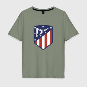 Мужская футболка хлопок Oversize с принтом Atletico Madrid FC в Петрозаводске, 100% хлопок | свободный крой, круглый ворот, “спинка” длиннее передней части | Тематика изображения на принте: 