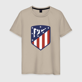 Мужская футболка хлопок с принтом Atletico Madrid FC в Петрозаводске, 100% хлопок | прямой крой, круглый вырез горловины, длина до линии бедер, слегка спущенное плечо. | 