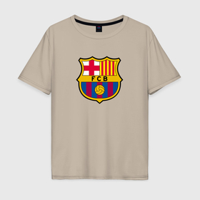 Мужская футболка хлопок Oversize с принтом Barcelona fc sport в Петрозаводске, 100% хлопок | свободный крой, круглый ворот, “спинка” длиннее передней части | 