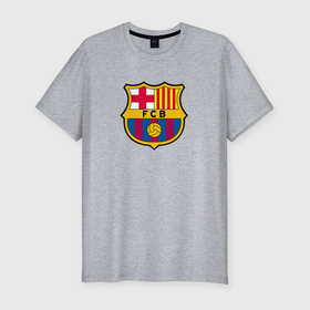 Мужская футболка хлопок Slim с принтом Barcelona fc sport в Белгороде, 92% хлопок, 8% лайкра | приталенный силуэт, круглый вырез ворота, длина до линии бедра, короткий рукав | 