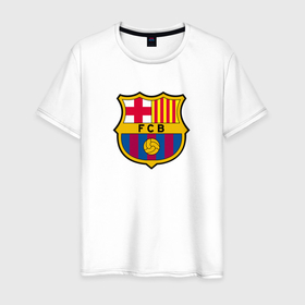 Мужская футболка хлопок с принтом Barcelona fc sport в Екатеринбурге, 100% хлопок | прямой крой, круглый вырез горловины, длина до линии бедер, слегка спущенное плечо. | 