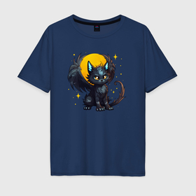Мужская футболка хлопок Oversize с принтом Cat dragon в Курске, 100% хлопок | свободный крой, круглый ворот, “спинка” длиннее передней части | 