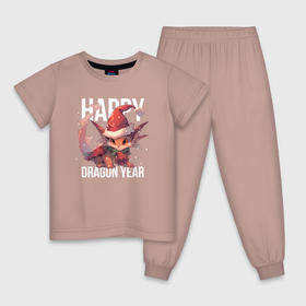 Детская пижама хлопок с принтом Happy Dragon year , 100% хлопок |  брюки и футболка прямого кроя, без карманов, на брюках мягкая резинка на поясе и по низу штанин
 | Тематика изображения на принте: 