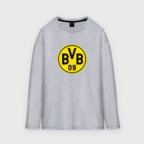 Мужской лонгслив oversize хлопок с принтом Borussia fc sport в Кировске,  |  | 