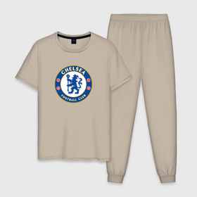 Мужская пижама хлопок с принтом Chelsea fc sport в Кировске, 100% хлопок | брюки и футболка прямого кроя, без карманов, на брюках мягкая резинка на поясе и по низу штанин
 | 