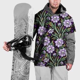 Накидка на куртку 3D с принтом Цветы с черепами в Санкт-Петербурге, 100% полиэстер |  | Тематика изображения на принте: 
