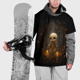 Накидка на куртку 3D с принтом Призрак в лесу   скелет , 100% полиэстер |  | Тематика изображения на принте: 