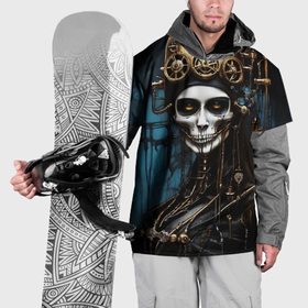 Накидка на куртку 3D с принтом Девушка киборг в стиле стимпанк и киберпанк в Курске, 100% полиэстер |  | Тематика изображения на принте: 