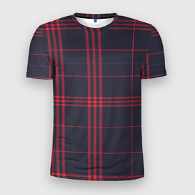 Мужская футболка 3D Slim с принтом Красно черная клетка в Новосибирске, 100% полиэстер с улучшенными характеристиками | приталенный силуэт, круглая горловина, широкие плечи, сужается к линии бедра | 