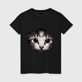 Женская футболка хлопок с принтом Котёнок в тебе в Тюмени, 100% хлопок | прямой крой, круглый вырез горловины, длина до линии бедер, слегка спущенное плечо | 