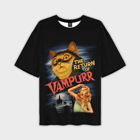 Мужская футболка oversize 3D с принтом Кот вампир в Курске,  |  | 