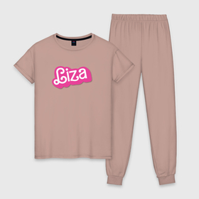 Женская пижама хлопок с принтом Liza    retro barbie style в Курске, 100% хлопок | брюки и футболка прямого кроя, без карманов, на брюках мягкая резинка на поясе и по низу штанин | 