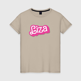 Женская футболка хлопок с принтом Liza    retro barbie style в Петрозаводске, 100% хлопок | прямой крой, круглый вырез горловины, длина до линии бедер, слегка спущенное плечо | 