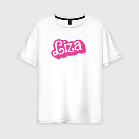 Женская футболка хлопок Oversize с принтом Liza    retro barbie style в Кировске, 100% хлопок | свободный крой, круглый ворот, спущенный рукав, длина до линии бедер
 | 