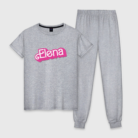 Женская пижама хлопок с принтом Elena   retro barbie style в Курске, 100% хлопок | брюки и футболка прямого кроя, без карманов, на брюках мягкая резинка на поясе и по низу штанин | 