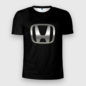 Мужская футболка 3D Slim с принтом Honda sport auto в Тюмени, 100% полиэстер с улучшенными характеристиками | приталенный силуэт, круглая горловина, широкие плечи, сужается к линии бедра | 