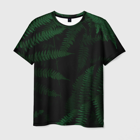 Мужская футболка 3D с принтом Папоротники в джунглях в Курске, 100% полиэфир | прямой крой, круглый вырез горловины, длина до линии бедер | Тематика изображения на принте: 