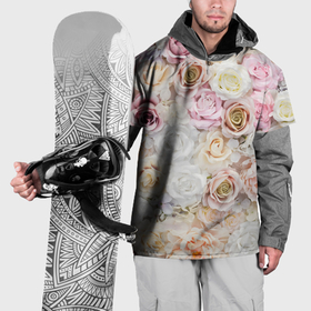 Накидка на куртку 3D с принтом Узор разноцветных роз в Курске, 100% полиэстер |  | 