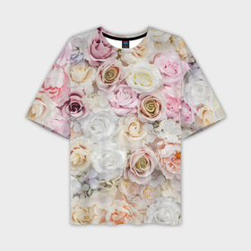 Мужская футболка oversize 3D с принтом Узор разноцветных роз в Курске,  |  | 