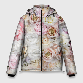 Мужская зимняя куртка 3D с принтом Узор разноцветных роз в Курске, верх — 100% полиэстер; подкладка — 100% полиэстер; утеплитель — 100% полиэстер | длина ниже бедра, свободный силуэт Оверсайз. Есть воротник-стойка, отстегивающийся капюшон и ветрозащитная планка. 

Боковые карманы с листочкой на кнопках и внутренний карман на молнии. | 