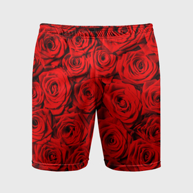 Мужские шорты спортивные с принтом Узор красных роз в Тюмени,  |  | Тематика изображения на принте: 