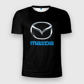Мужская футболка 3D Slim с принтом Mazda sportcar в Тюмени, 100% полиэстер с улучшенными характеристиками | приталенный силуэт, круглая горловина, широкие плечи, сужается к линии бедра | 