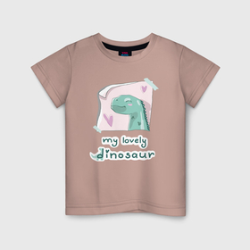 Детская футболка хлопок с принтом Мой любимый динозавр в Курске, 100% хлопок | круглый вырез горловины, полуприлегающий силуэт, длина до линии бедер | 