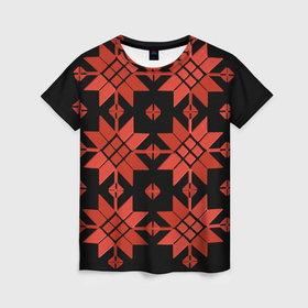 Женская футболка 3D с принтом Удмуртский   вертикаль black в Кировске, 100% полиэфир ( синтетическое хлопкоподобное полотно) | прямой крой, круглый вырез горловины, длина до линии бедер | 