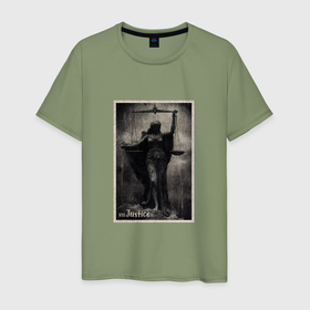 Мужская футболка хлопок с принтом Старший аркан таро правосудие в Белгороде, 100% хлопок | прямой крой, круглый вырез горловины, длина до линии бедер, слегка спущенное плечо. | 