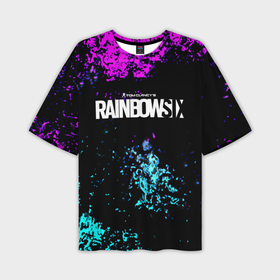 Мужская футболка oversize 3D с принтом Rainbow six неоновые краски ,  |  | 