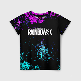 Детская футболка 3D с принтом Rainbow six неоновые краски в Тюмени, 100% гипоаллергенный полиэфир | прямой крой, круглый вырез горловины, длина до линии бедер, чуть спущенное плечо, ткань немного тянется | Тематика изображения на принте: 