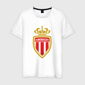 Мужская футболка хлопок с принтом Monaco fc sport в Курске, 100% хлопок | прямой крой, круглый вырез горловины, длина до линии бедер, слегка спущенное плечо. | Тематика изображения на принте: 