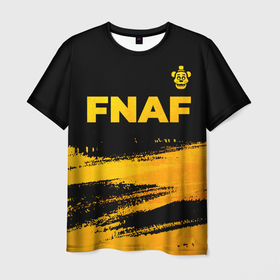 Мужская футболка 3D с принтом FNAF   gold gradient: символ сверху в Новосибирске, 100% полиэфир | прямой крой, круглый вырез горловины, длина до линии бедер | 