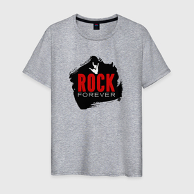 Мужская футболка хлопок с принтом Rock forever в Кировске, 100% хлопок | прямой крой, круглый вырез горловины, длина до линии бедер, слегка спущенное плечо. | 