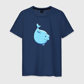 Мужская футболка хлопок с принтом Морской котик мультяшный в Кировске, 100% хлопок | прямой крой, круглый вырез горловины, длина до линии бедер, слегка спущенное плечо. | 