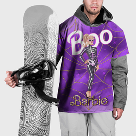 Накидка на куртку 3D с принтом Барби в костюме скелета: паутина и фиолетовый дым в Санкт-Петербурге, 100% полиэстер |  | Тематика изображения на принте: 