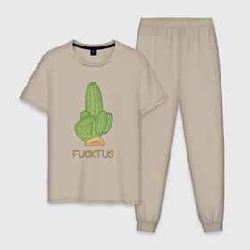 Мужская пижама хлопок с принтом Fucktus в Курске, 100% хлопок | брюки и футболка прямого кроя, без карманов, на брюках мягкая резинка на поясе и по низу штанин
 | 