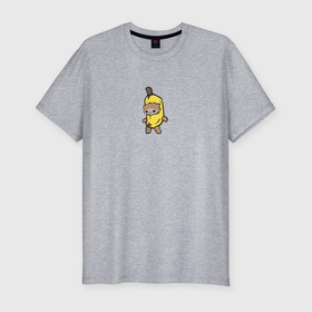 Мужская футболка хлопок Slim с принтом Banana cat в Курске, 92% хлопок, 8% лайкра | приталенный силуэт, круглый вырез ворота, длина до линии бедра, короткий рукав | 