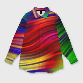 Мужская рубашка oversize 3D с принтом Разноцветный абстрактный узор волны в Новосибирске,  |  | 