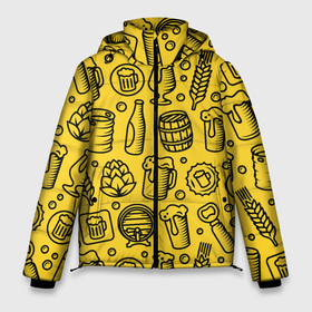 Мужская зимняя куртка 3D с принтом Пиво и аксессуары   жёлтый , верх — 100% полиэстер; подкладка — 100% полиэстер; утеплитель — 100% полиэстер | длина ниже бедра, свободный силуэт Оверсайз. Есть воротник-стойка, отстегивающийся капюшон и ветрозащитная планка. 

Боковые карманы с листочкой на кнопках и внутренний карман на молнии. | 
