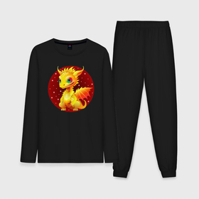 Мужская пижама с лонгсливом хлопок с принтом Дракон знак зодиака ,  |  | Тематика изображения на принте: 