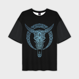 Мужская футболка oversize 3D Голова животного с рогами кельстские узор: в Смоленске, | |